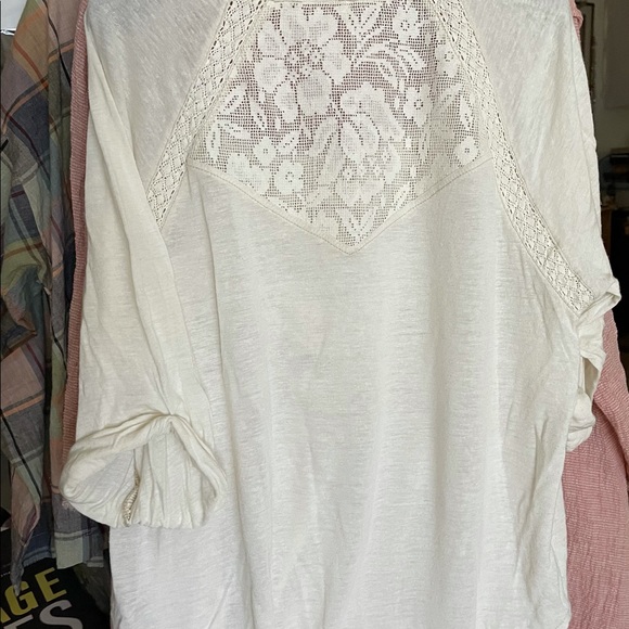 Free People Crochet Lace Oaxaca Embroidered Beach Top Boho Shirt S P - Picture 5 of 11